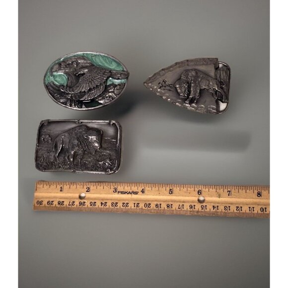 Lot of 3, Vtg Sisiyou Pewter Belt Buckles 2-1988 & 1984, Retro Western Cowboy - Picture 2 of 6